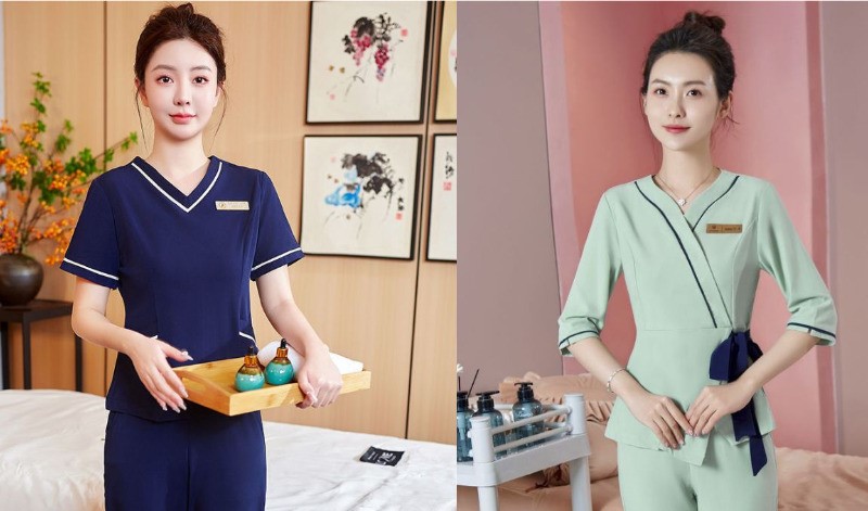 10 mẫu đồng phục spa màu xanh được ưa chuộng nhất 7 Đồng phục spa màu xanh sang trọng (Nguồn: Internet)