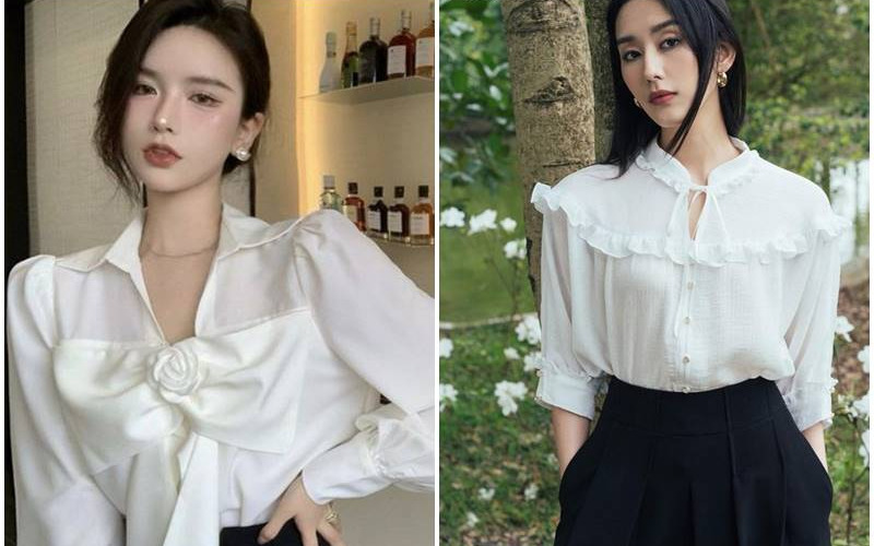 10 mẫu áo sơ mi trắng thanh lịch cho mọi phong cách 12 Sử dụng các chi tiết thiết kế đặc biệt (Nguồn: Internet)