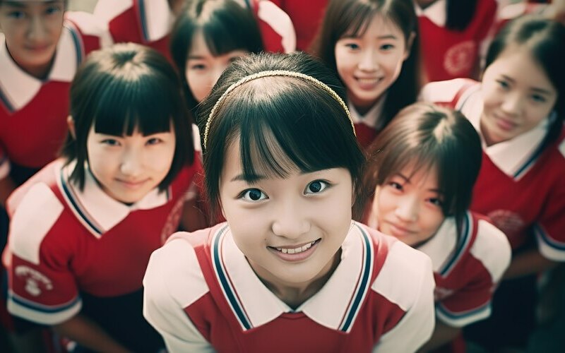 Đồng phục học sinh màu đỏ tạo sự ấn tượng mạnh (Nguồn: Internet)